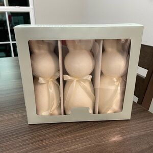 Set of 3 White Bunny Decorations. Flocked. New in box. Easter or spring decor